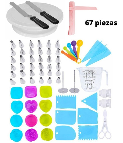 Set Kit Pasteleria Reposteria 67pzs Plato Giratorio Picos