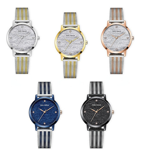 Reloj de cuarzo Mini Focus Casual Diamond, impermeable, color de fondo dorado/blanco