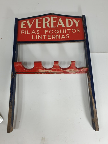 Antiguo Cartel Exhibidor Linternas Eveready Del Año 1940