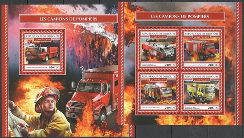 2017 Bomberos Camión Autobombas- Rep Djibouti (bloques) Mint