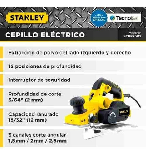 Cepillo Electrico Rebajador Stanley 12 Posiciones Stpp7502