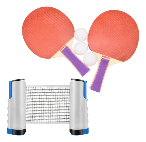 Set De Ping Pong Paletas Con Red Retráctil Juego Salón