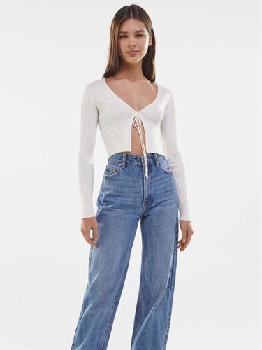 Top Chaqueta H&m Lazada Rib Blanco. Mega Trend