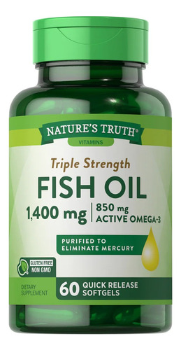 Omega Triple Strength Fish Oil 1400mg 60 Soft, Natures Truth