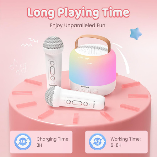 Mini Máquina De Karaoke Portátil Con 2 Micrófonos Inalámbric