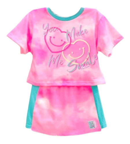 Imagem 2 de 4 de Conjunto Infantil Rosa Tie Dye Mon Sucré Smile 21154