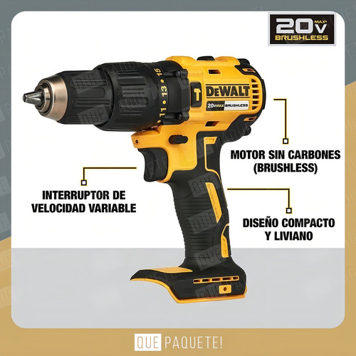 Taladro Atornillador Dewalt Dcd7781d2-b2 20v Max Brushless Color Amarillo Frecuencia 50