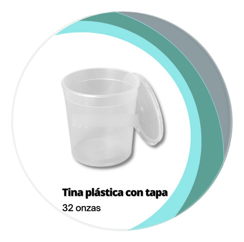 Tinas Plásticas Con Tapa 32 Onzas ( 100 Unidades)