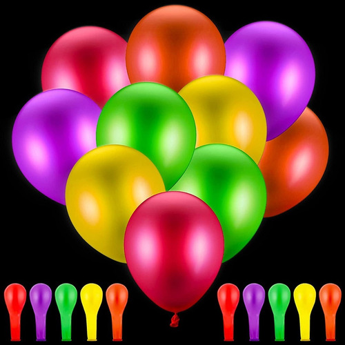 Imagen 3 de 4 de Pack 12 Globos Neón Para Fiestas Fluorescentes Uv. Verde