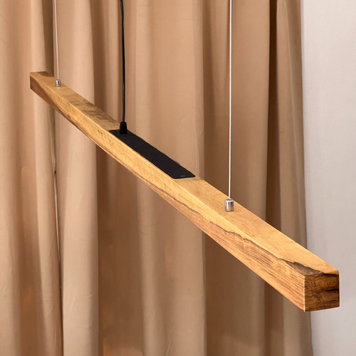 Lampara Colgante Lineal De Techo 100cm Led Madera Laurel