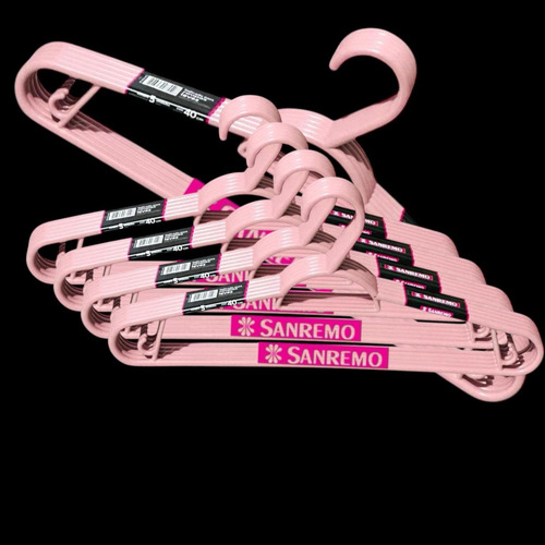 05 Kit C/5 Cabide Plastico Sanremo Cor Rosa Total 25unidades