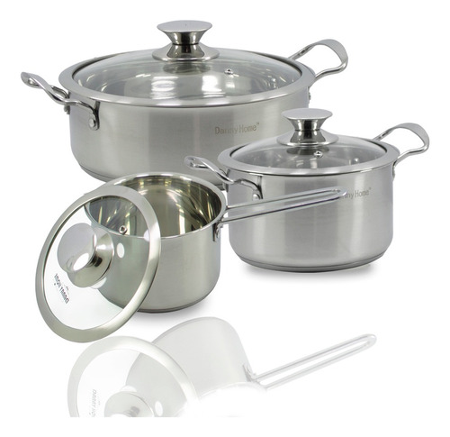 Jogo Panelas Antiaderente Aço Inox Belle Cuisine 6 Peças Cor Prateado