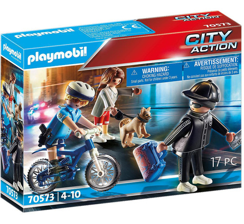 Playmobil Bicicleta Policial Con Ladrón Multicolor 187 X 47