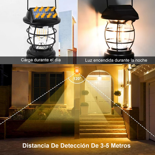 Goodea Lámpara De Pared Solar Para Faroles Exterior Con Sensor 2pcs Estructura Negro