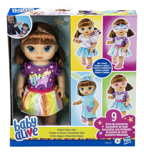 F4385baby Alive Castaña Estilos Magicos C/ Accesorios Hasbro