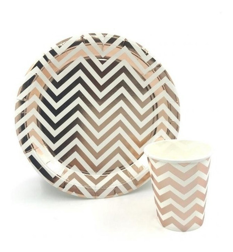 Vasos Rosa Oro Zig Zag X 10 U - Universo Mágico
