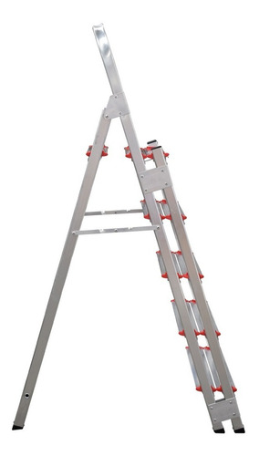 Escada Aluminio 5 Duplos Degraus Reforçada E Segura Cor Prateado