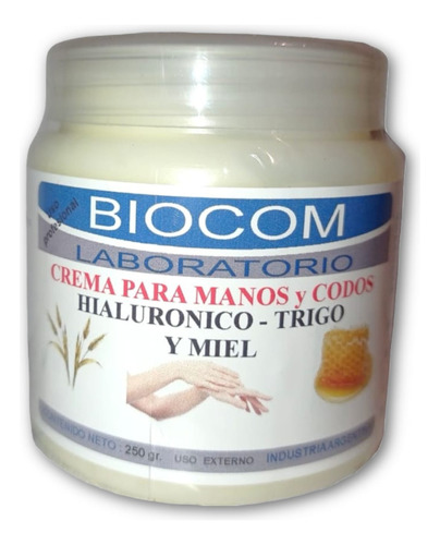 Crema Humectante Para Manos Y Codos Hialuronico 250 G Biocom