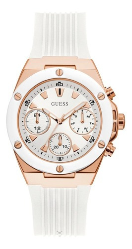 Guess Reloj Deportivo De Silicona De 39 Mm Color de la correa Blanco Color del bisel Oro rosa Color del fondo Oro rosa