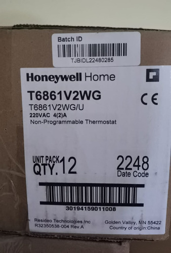 T6861v2wg Termostato Honeywell