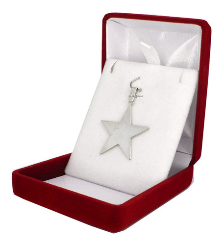 Dije Estrella Plata 925 Chata Grande Ideal Para Grabar Color Plateado