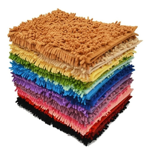 Alfombra De Baño Antideslizante 40x60 Shaggy E. Color Negro