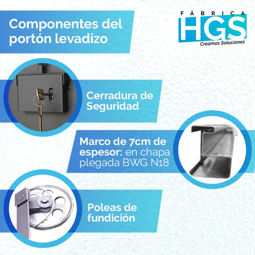 Portón Levadizo Manual 2.55x2.05 Con Puerta Plegado Vertical Gris Oscuro