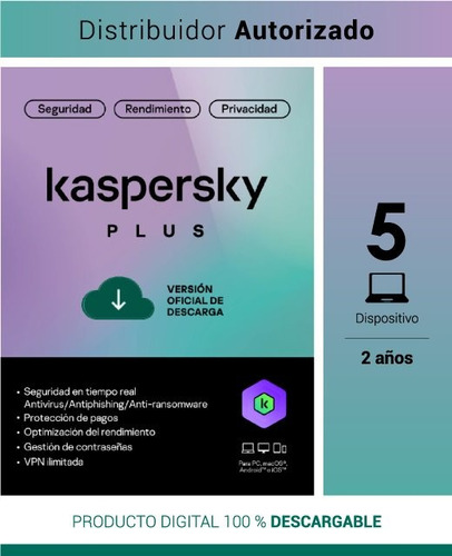 Kaspersky Plus 5 Usuarios 2 Años