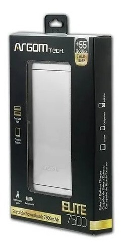 Power Bank Argom Elite De 7500mah, 2 Usb *itech