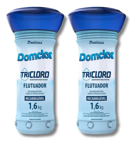 Kit 2x Flutuador Clorador Tricloro Piscinas 1,6kg - Domclor