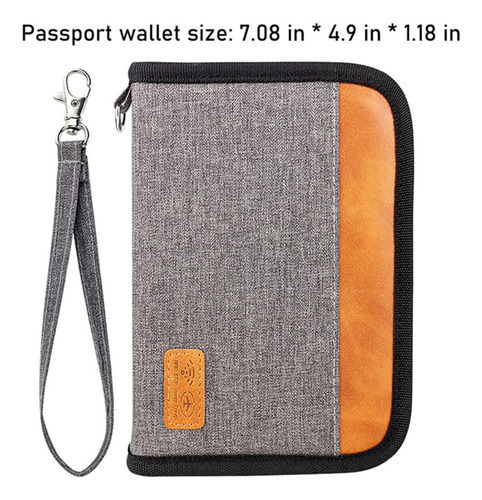 Estuche Para Pasaporte Srdmuph Gris / Naranja