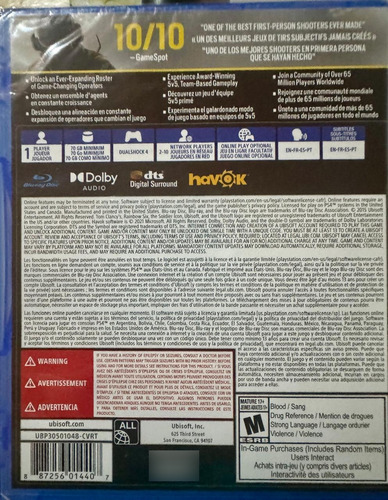 Tom Clancys Rainbow Six Siege Ps4 Nuevo