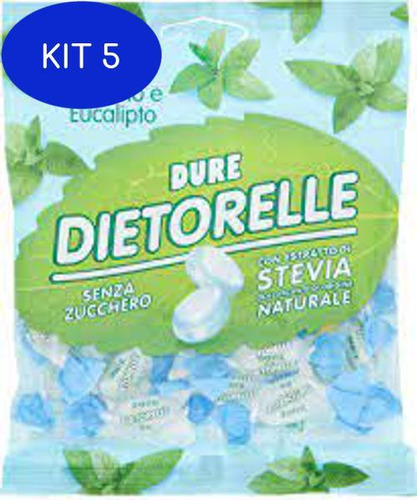 Kit 5 Bala Dura De Menta E Eucalipto Dietorelle 70g