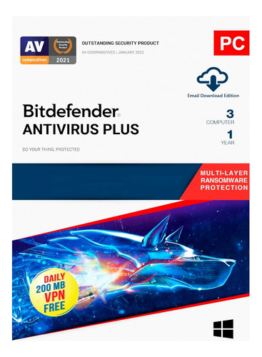 Bitdefender Antivirus Plus 3 Pcs | 1 Año | Entrega Inmediata