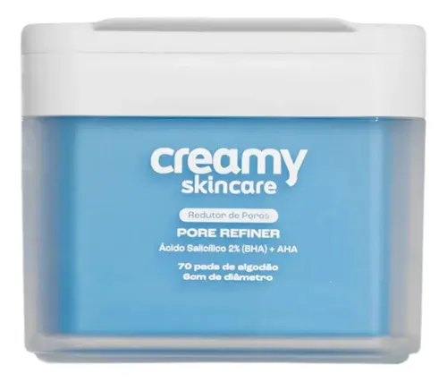 Creamy Skincare Pore Refiner 70 Pads | Suaviza Poros Dilatados, Refina Textura, Controla Oleosidade, Ação Tonificante | Todos os Tipos de Pele, Dia e Noite