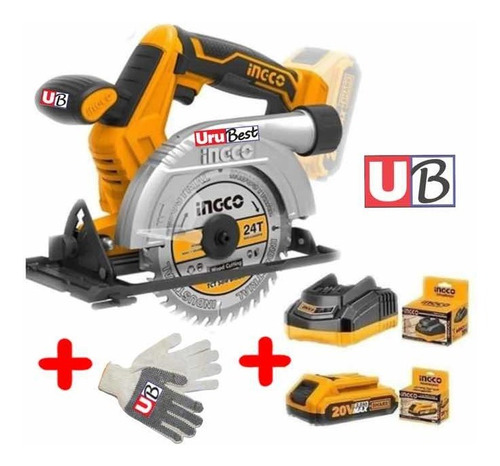 Sierra Circular Ingco 20v + 1 Bateria 2ah + 1 Carg. Csli1651