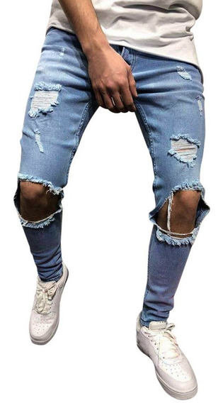 Pantalones Para Hombre Flaco Stretch Denim Engressed Arrancó 