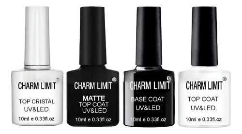 Base Coat Top Matte Cristal Para Esmaltes Semipermanentes X4 Color Transparente