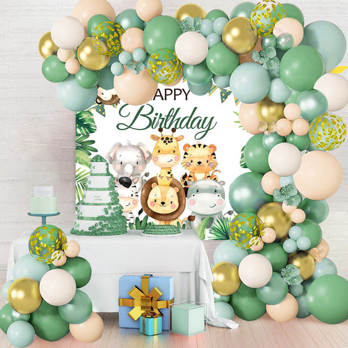 Kit Fondo Globos Animales Decoración Fiesta De Cumpleaños
