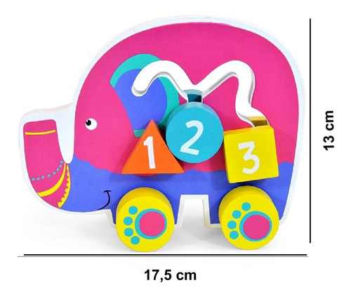 Imagen 2 de 6 de Elefante Arrastre Laberinto Madera Acool Ac6684 Full