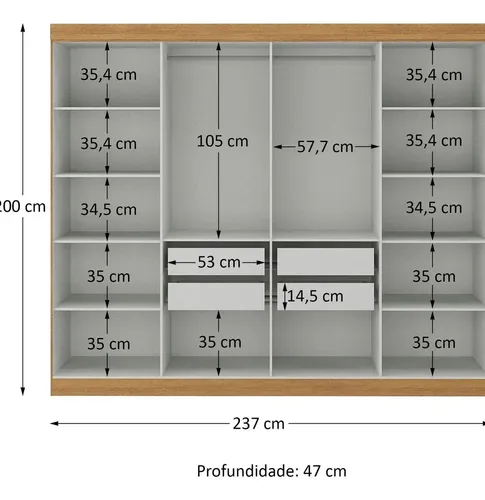 Guarda-Roupa Paris 8 Portas 200x237x47cm Cinamomo Off White
