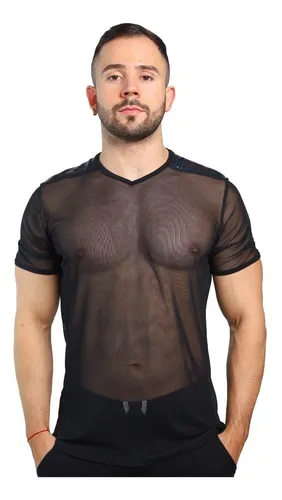 Playera negra transparente hombre sales