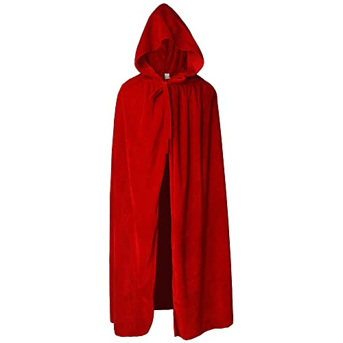 Capa Capucha Larga De Terciopelo, Bata De Bruja De Hall...