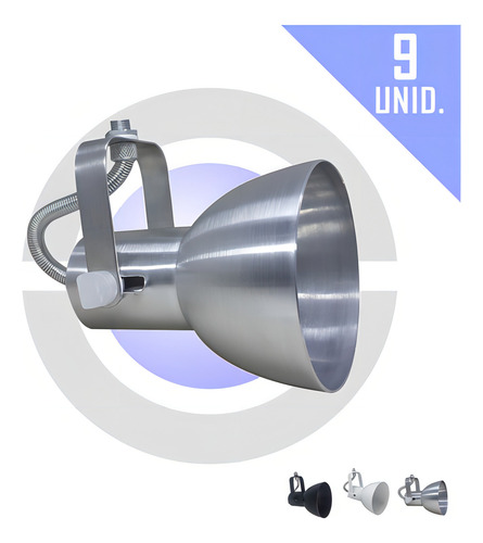 Kit 9 Spot Para Trilho Iluminação Direcionavel - Bocão Cor Cinza 127/220V