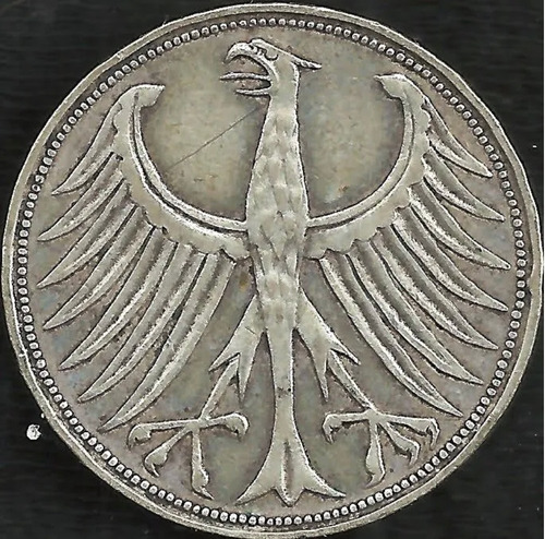 Alemania 1951 D 5 Deutsche Mark Moneda De Plata Munich L111