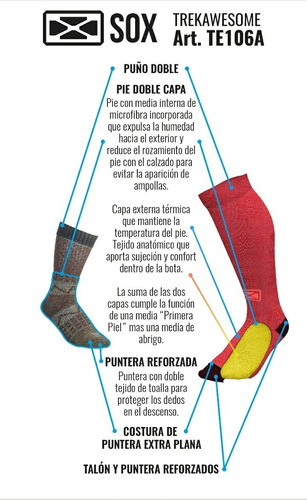 Imagen 2 de 4 de Media Termica Sox Doble Capa Trekking Ruunning Sky Moto