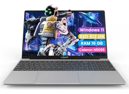 Laptop Celeron N5095 De 16g Ram 512g Ssd 15.6 In Win 11 Pro Color Plateado - Excelente (Reacondicionado)