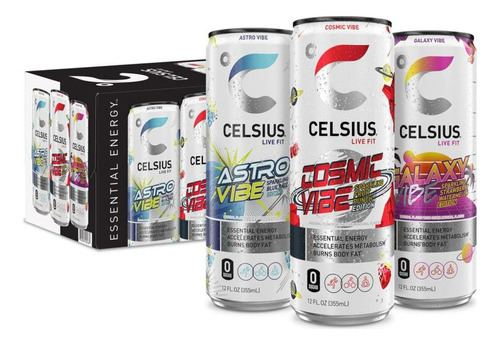 Celsius Vibes Variety Pack 18 Pack Essential Energy Live Fit