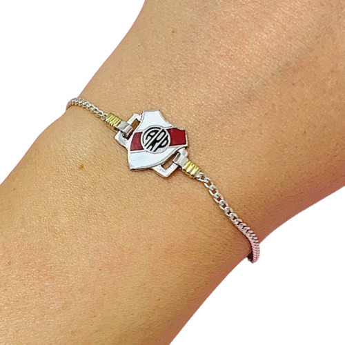 Pulsera Groumet Escudo De River De Plata Y Oro Ps 217-1