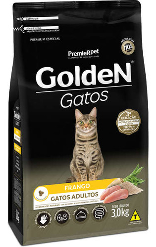 Ração Golden Gatos Adultos Frango 3kg Premier